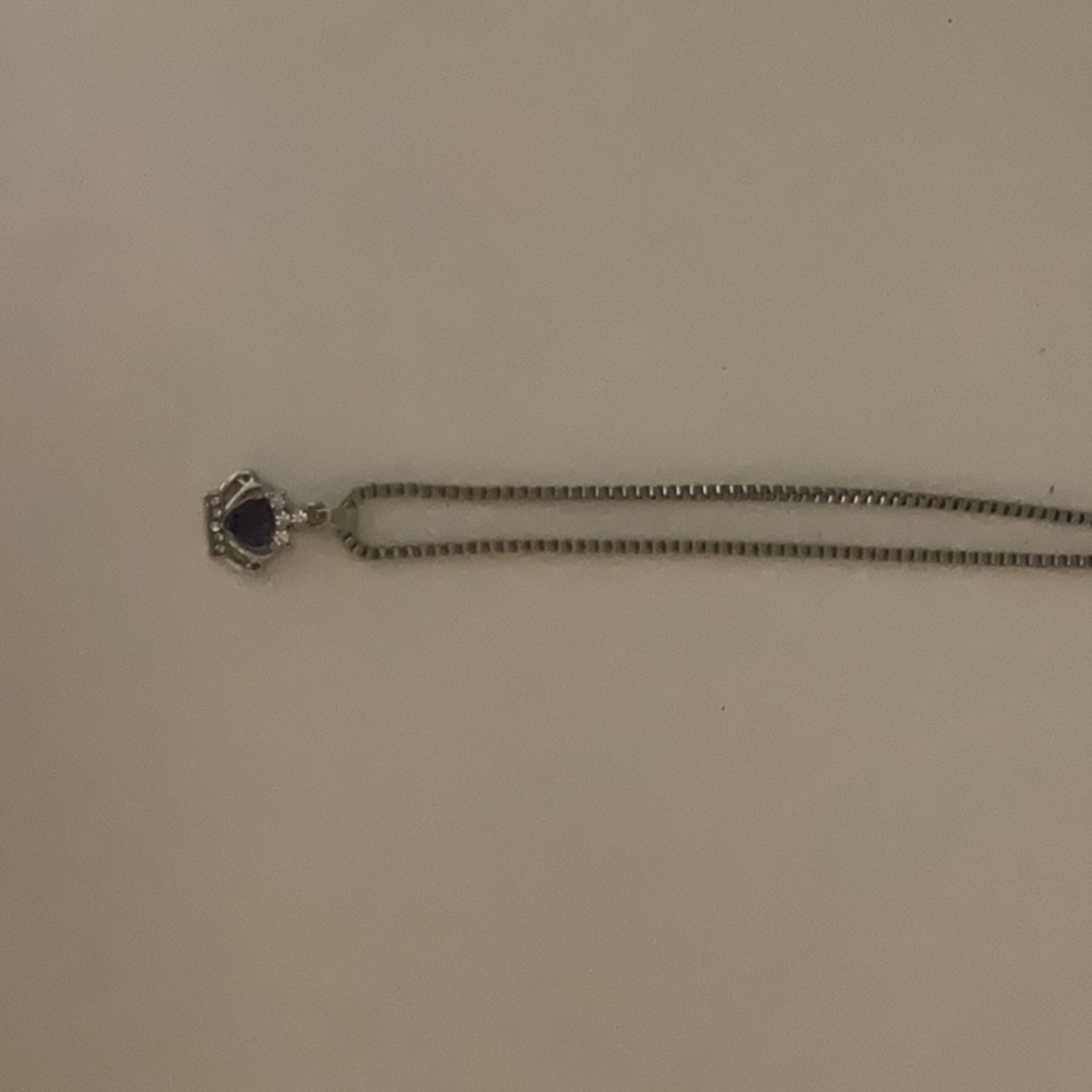 Women Purple 925 Sterling Silver Crown Pendant Necklace